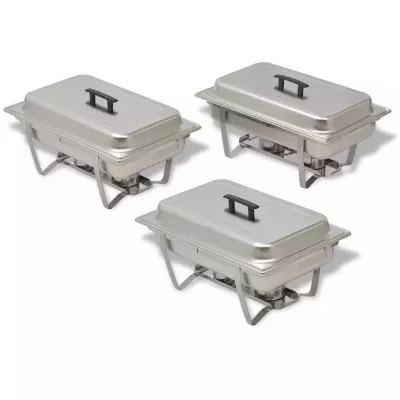 Set vase incălzire mâncare, 3 piese, oțel inoxidabil