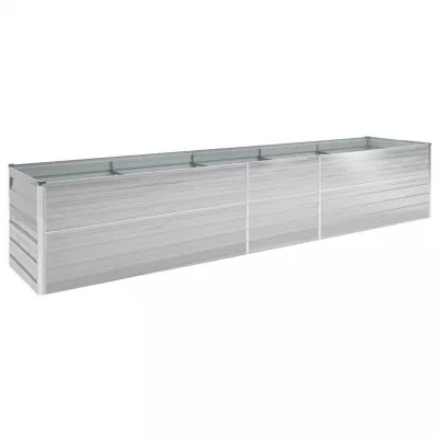 Strat inălțat de grădină, gri, 400x80x77 cm, oțel galvanizat