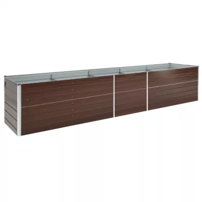 Strat inălțat de grădină, maro, 400x80x77 cm, oțel galvanizat