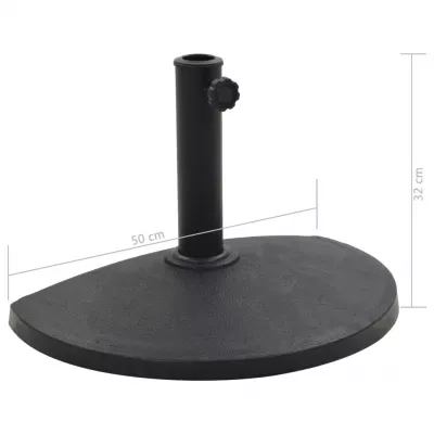 Suport umbrelă de soare, negru, 9 kg, polirășină, semi-rotund