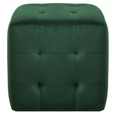 Taburet, 2 buc., verde, 30 x 30 x 30 cm, țesătură catifea