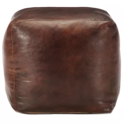 Taburet maro inchis 40x40x40 cm piele naturală de capră
