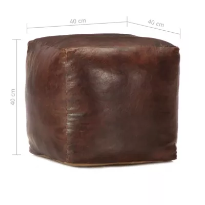 Taburet maro inchis 40x40x40 cm piele naturală de capră