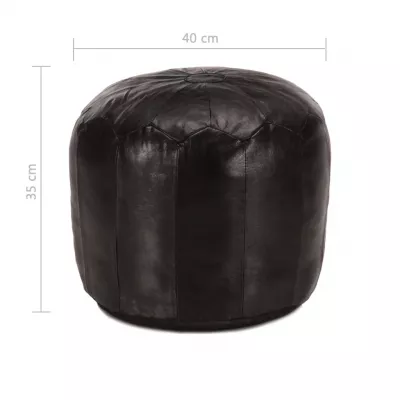 Taburet, negru, 40x35 cm, piele naturală de capră