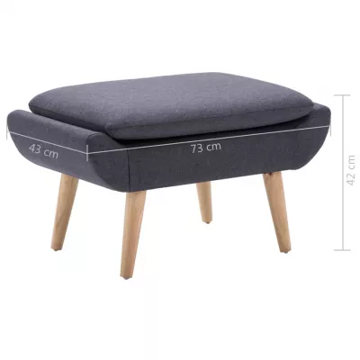 Taburet, tapițerie din material textil, 73x43x42 cm, gri inchis