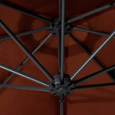 Umbrelă de soare de perete cu stâlp metalic, cărămiziu, 300 cm