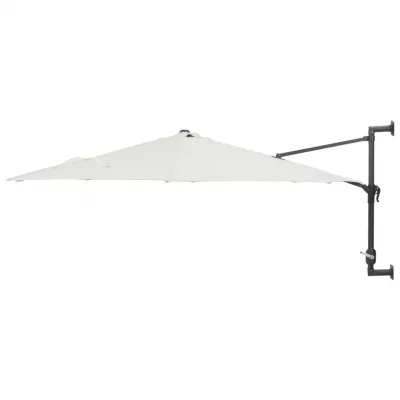 Umbrelă soare, montaj pe perete, stâlp metalic, 300 cm, nisipiu