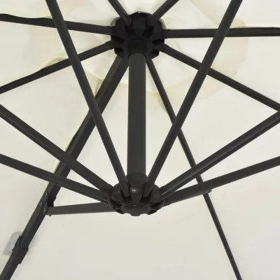 Umbrelă suspendată cu stâlp din oțel, nisipiu, 300 cm