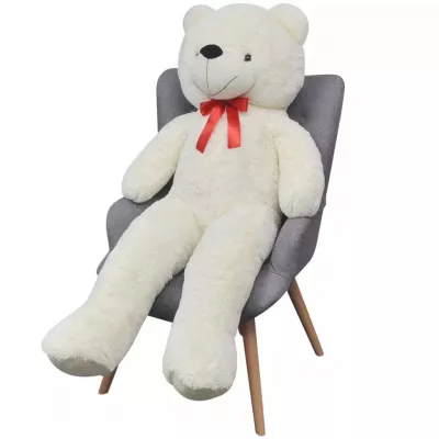 Ursuleț de pluș moale de jucărie XXL, alb, 135 cm