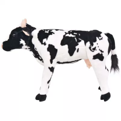 Vacă din pluș de jucărie XXL Alb și negru