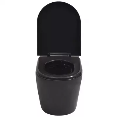Vas toaletă suspendat cu rezervor incastrat, ceramică, negru