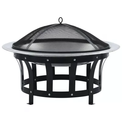Vatră de foc de exterior cu grătar, 76 cm, oțel inoxidabil