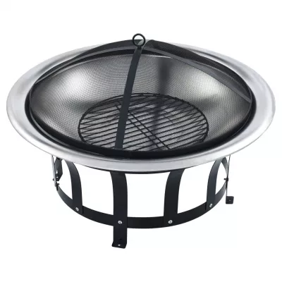 Vatră de foc de exterior cu grătar, 76 cm, oțel inoxidabil