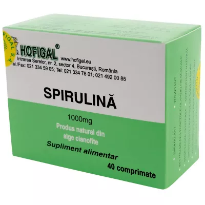 Spirulina, 1000 mg, 40 comprimate, Hofigal