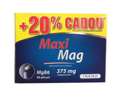 MaxiMag, 375 mg magneziu ionic, 60 plicuri, Zdrovit