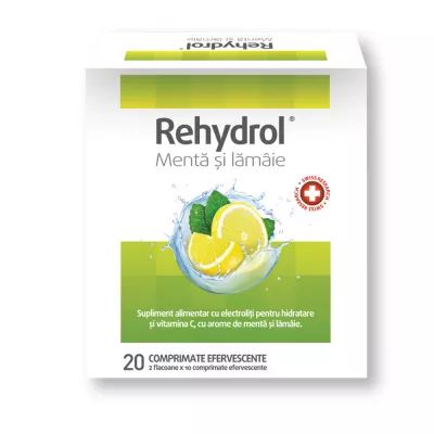 Rehydrol menta si lamaie, 20+10 comprimate efervescente, MBA Pharma