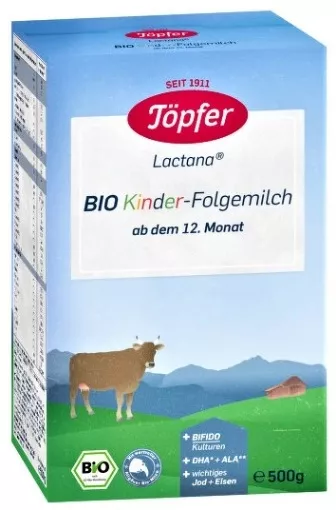 Topfer Kinder organic follow on milk, lapte praf, de la 1 an, 500g