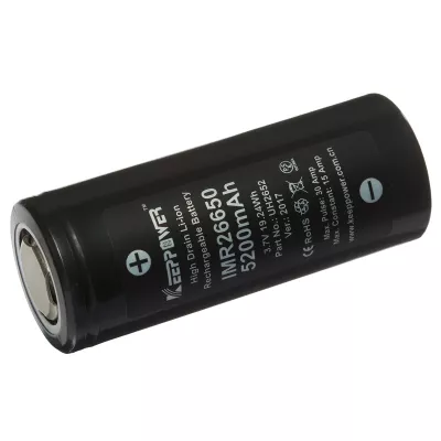 Acumulator Li-Ion 3.7V 26650 5200mAh, Dimensiuni 26 x 65 mm, Descarcare 8A Bulk KeepPower