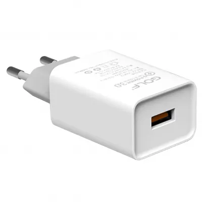 Alimentator Incarcator de la Retea la 1x QC USB 3A 18W Alb, Golf GF-U206Q