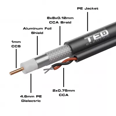 Cablu coaxial RG6 CCS  CCA, rola 305m, TED