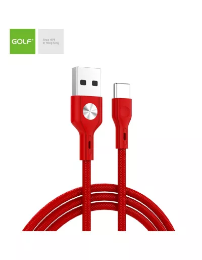Cablu Incarcare USB TIP-C Leather, Culoare Rosu, Incarca cu 3A, Golf 60T