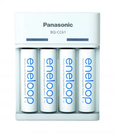 Incarcator Baterii Reincarcabile, Include 4x AA LR6 2000mAh, BASIC cu USB si LED, Incarcare in 10h, Eneloop K-KJ61MCD40USB