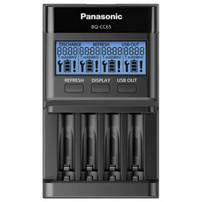 Incarcator Baterii Reincarcabile, Fara Acumulatori, PRO cu USB si LCD, Incarcare Individuala in 2h, Eneloop BQ-CC65E
