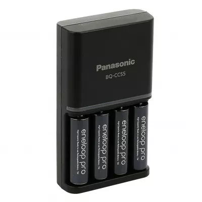 Incarcator Baterii Reincarcabile, Include 4x AA LR6 2500mAh, SMART & QUICK cu Incarcare Individuala in 7h, Eneloop K-KJ55HCD40E