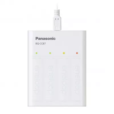 Incarcator Baterii Reincarcabile, Fara Acumulatori, SMART & QUICK cu USB si Functie de PowerBank, Eneloop BQ-CC87USB
