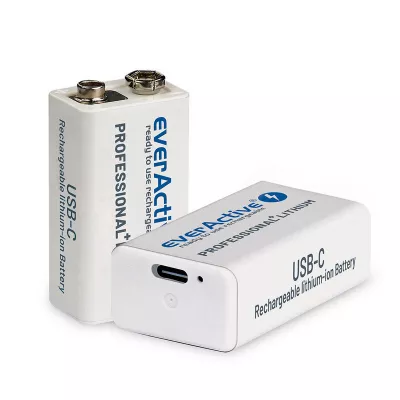 EverActive Acumulator 9V 550mAh Ni-MH cu Incarcare USB-C 6LR61 6LF22 Professional Line