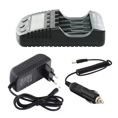 Incarcator Baterii Reincarcabile cu Procesor si Display LCD, Incarcare Individuala Pentru Fiecare Canal AA R6 AAA R3 Ni-Mh Ni-Cd, EverActive NC-1000+