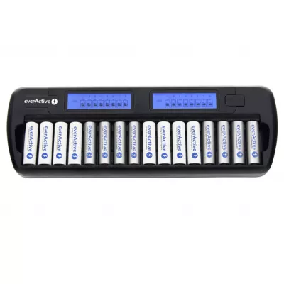 Incarcator Baterii Reincarcabile cu Procesor si Display LCD, Incarcare Individuala Pentru Fiecare Canal AA R6 AAA R3 Ni-Mh, EverActive NC-1600