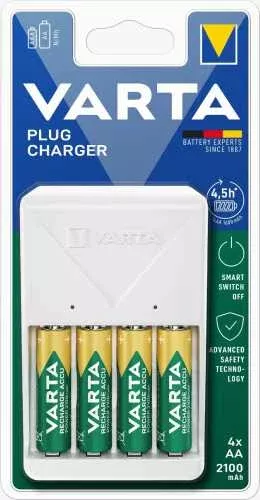 Incarcator Baterii Reincarcabile, Include 4x AA LR6 2100mAh, PLUG CHARGER cu Incarcare in 4.5h, Varta 57657 101 451