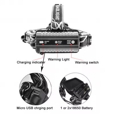 Lanterna de cap 5 LED 36W, include 2 x 18650, TL-7028-7 TED