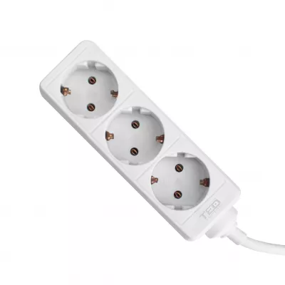 Prelungitor 1.5 metri cu 3 Schuko, Cablu 3x 1mm, Culoare Alb, Putere 3680W 10A, TED Electric TED000569