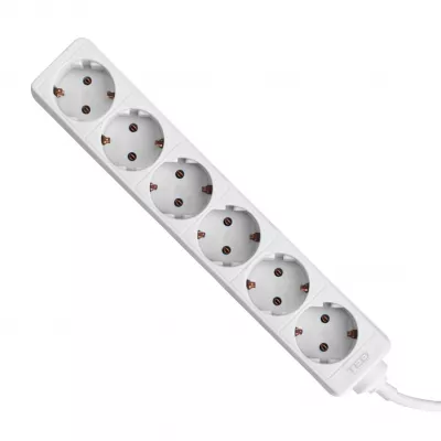 Prelungitor 5 metri cu 6 Schuko, Cablu 3x 1.5mm, Culoare Alb, Putere 3680W 16A, TED Electric TED000880