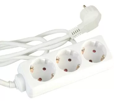 Prelungitor 1.5 metri cu 3 Schuko, Cablu 3x 1.5mm, Culoare Alb, Putere 3500W 16A, Arcas 927 01003