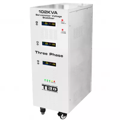 Stabilizator trifazat 242V-520V 70KW cu ServoMotor si sinusoidala pura + ecran LCD cu valorile tensiunii, TED Electric TED000064
