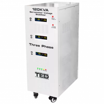 Stabilizator trifazat 242V-520V 85KW cu ServoMotor si sinusoidala pura + ecran LCD cu valorile tensiunii, TED Electric TED000088