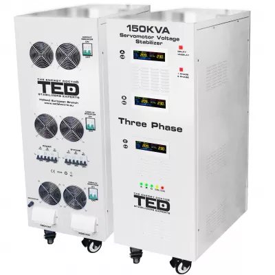 Stabilizator trifazat 242V-520V 106KW cu ServoMotor si sinusoidala pura + ecran LCD cu valorile tensiunii, TED Electric TED003591