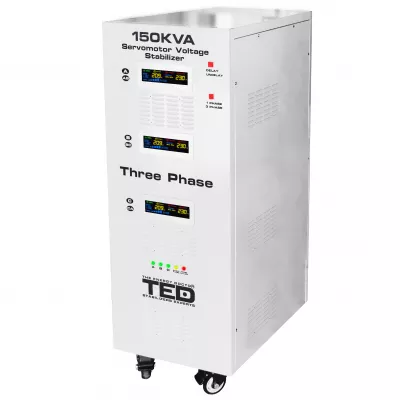 Stabilizator trifazat 242V-520V 106KW cu ServoMotor si sinusoidala pura + ecran LCD cu valorile tensiunii, TED Electric TED003591