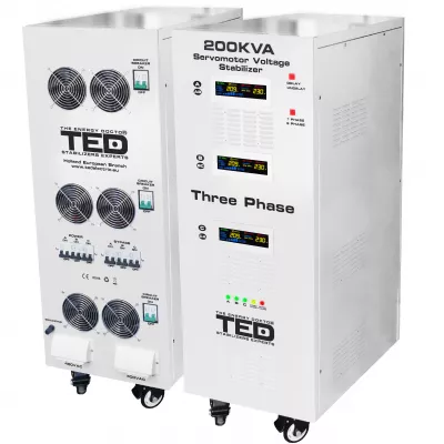 Stabilizator trifazat 242V-520V 142KW cu ServoMotor si sinusoidala pura + ecran LCD cu valorile tensiunii, TED Electric TED003607