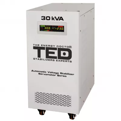 Stabilizator tensiune monofazat cu ServoMotor 24KW si sinusoidala pura + ecran LCD cu valorile tensiunii, TED Electric TED001962