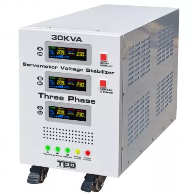 Stabilizator trifazat 225V-450V 24KW cu ServoMotor si sinusoidala pura + ecran LCD cu valorile tensiunii, TED Electric TED000156
