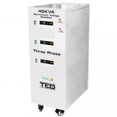 Stabilizator trifazat 242V-520V 36KW cu ServoMotor si sinusoidala pura + ecran LCD cu valorile tensiunii, TED Electric TED000170