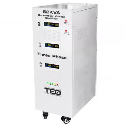 Stabilizator trifazat 242V-520V 48KW cu ServoMotor si sinusoidala pura + ecran LCD cu valorile tensiunii, TED Electric TED000217