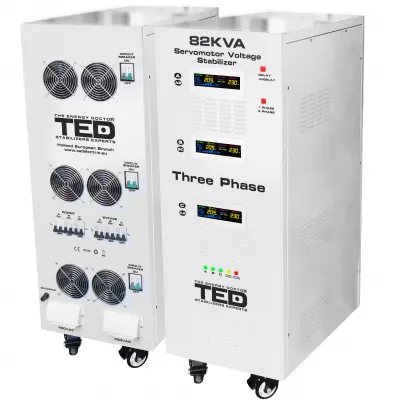 Stabilizator trifazat 242V-520V 64KW cu ServoMotor si sinusoidala pura + ecran LCD cu valorile tensiunii, TED Electric TED000224