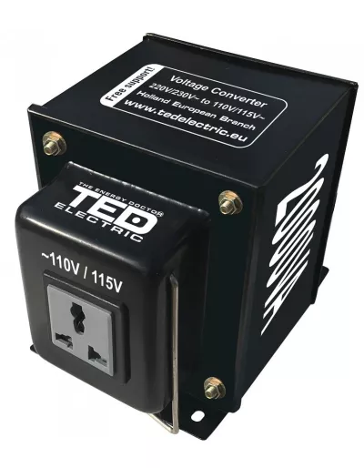 Transformator de tensiune, Convertor de la 220V la 110V, Nereversibil 2000VA 2000W, TED Electric TED002259