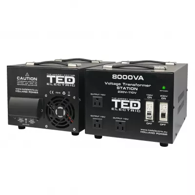 Transformator de tensiune, Convertor de la 220V la 110V si Reversibil 8000VA 6400W cu Carcasa si Regleta, TED Electric TED000262