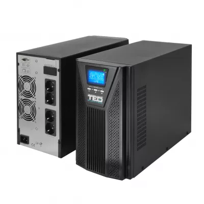 UPS Online 3kVA/2700W Monofazat, Dublă Conversie, Pure Sine Wave, Management LCD, Include 6 Acumulatori 12V/9Ah, TED Electric